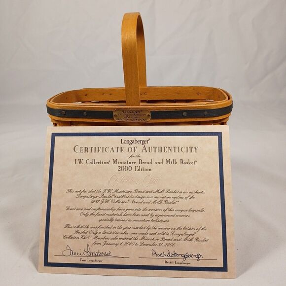 Longaberger Bread Milk Basket JW Collection Miniature 2000 Edition - Picture 7 of 8